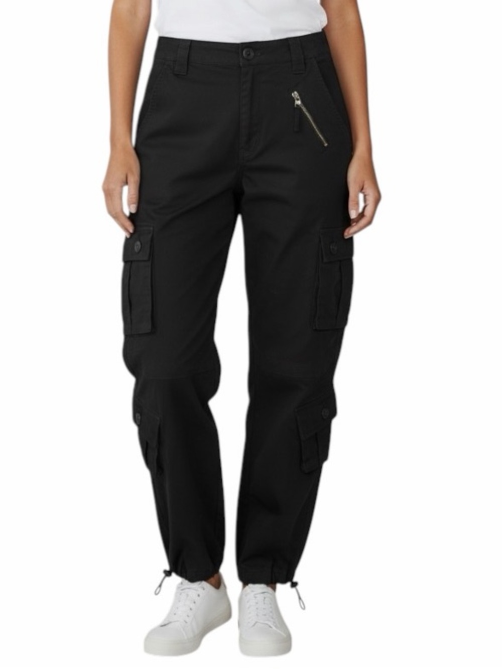 Black High Rise Cargo Jogger Utility Pants